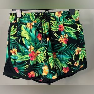 ID Ideology Women's Drawstring Running Shorts flowers Size: S